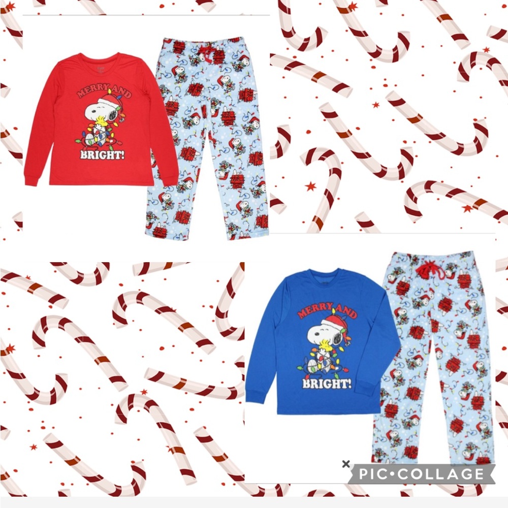 Peanuts Couple’s Matching Snoopy Plush Pajama Sets (Women’s Small, Men’s Medium)